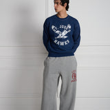Hawks Set In Crewneck Dyed Blue