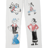 Cream Character Print Corduroy Trousers