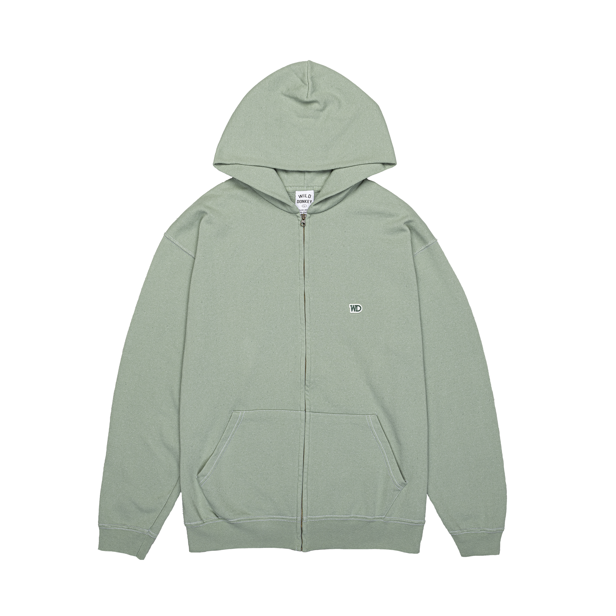 Green Wild Donkey Logo Zip-Up Hoodie